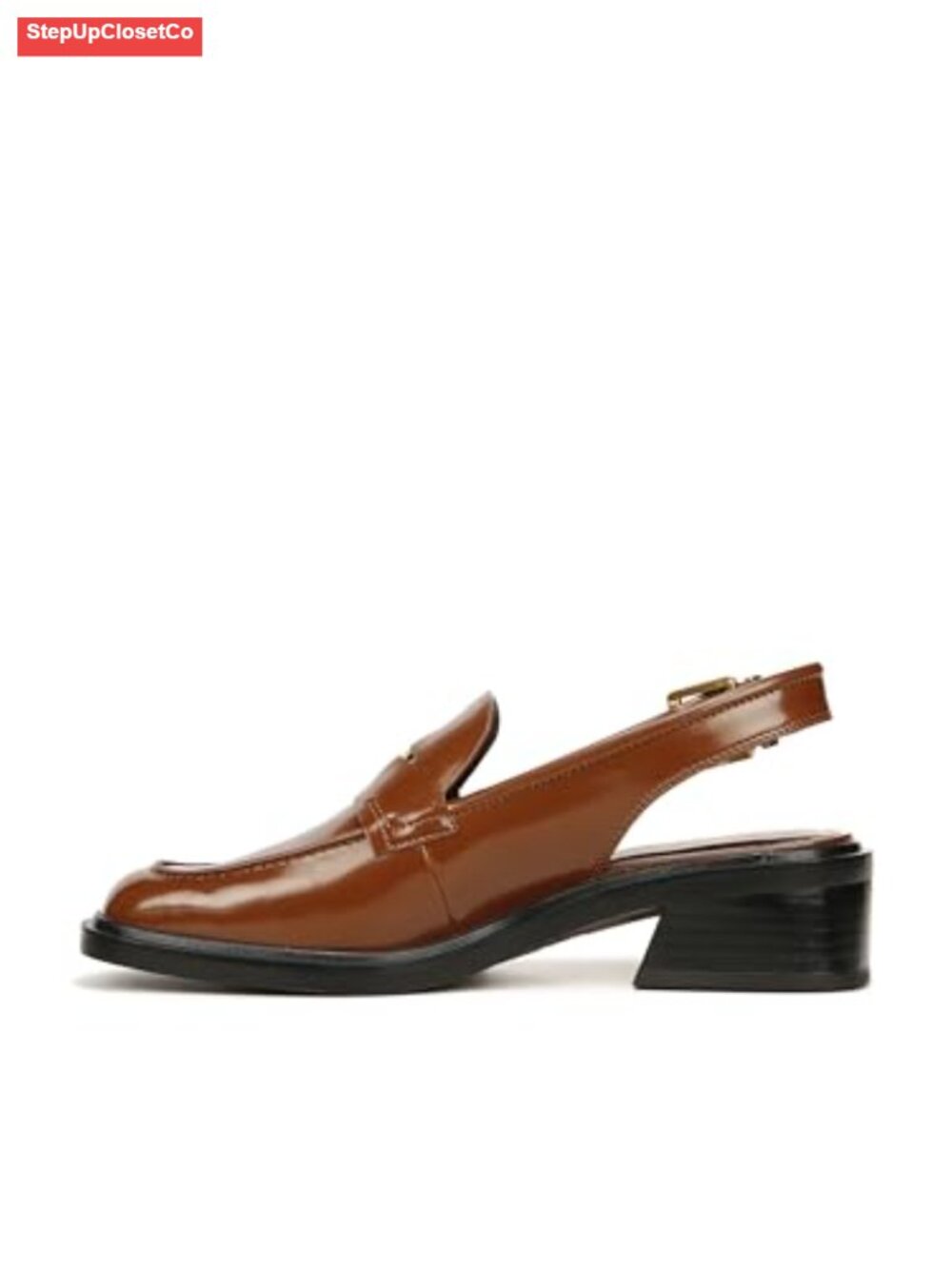 Franco Sarto Women's Slingback Loafers Square Toe Block Heel Faux Leather